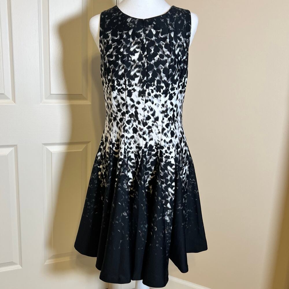 Eliza J Monochrome Abstract Midi Dress